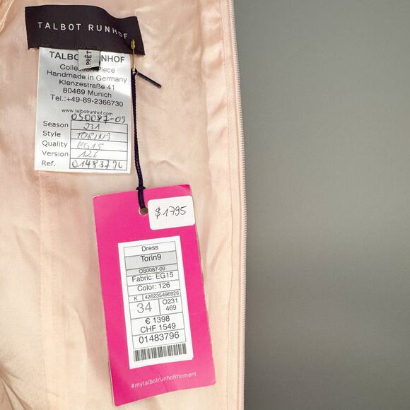 Talbot Runhof Pink Jacquard Knee Length A-Line Dress NWT New US 4 - Picture 6 of 11